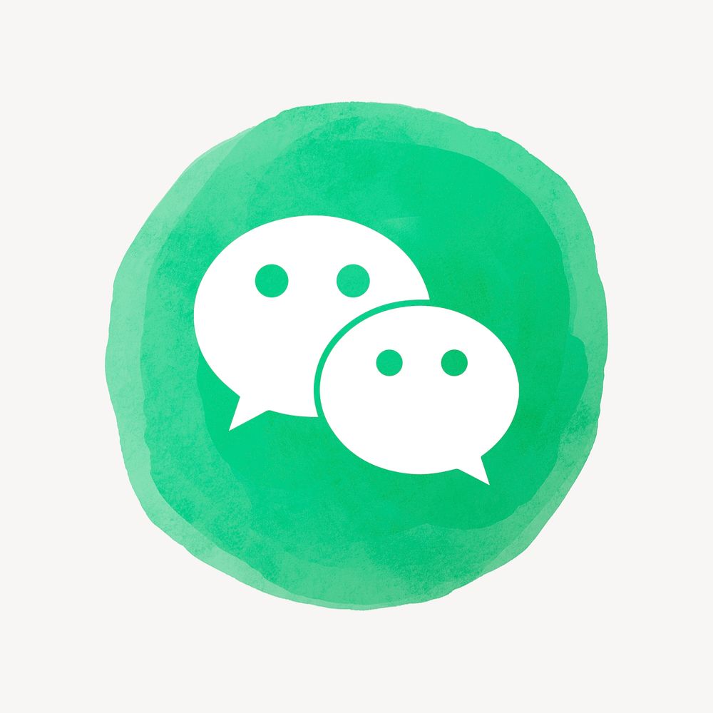 WeChat logo psd in watercolor design. Social media icon. 21 JULY 2021 - BANGKOK, THAILAND