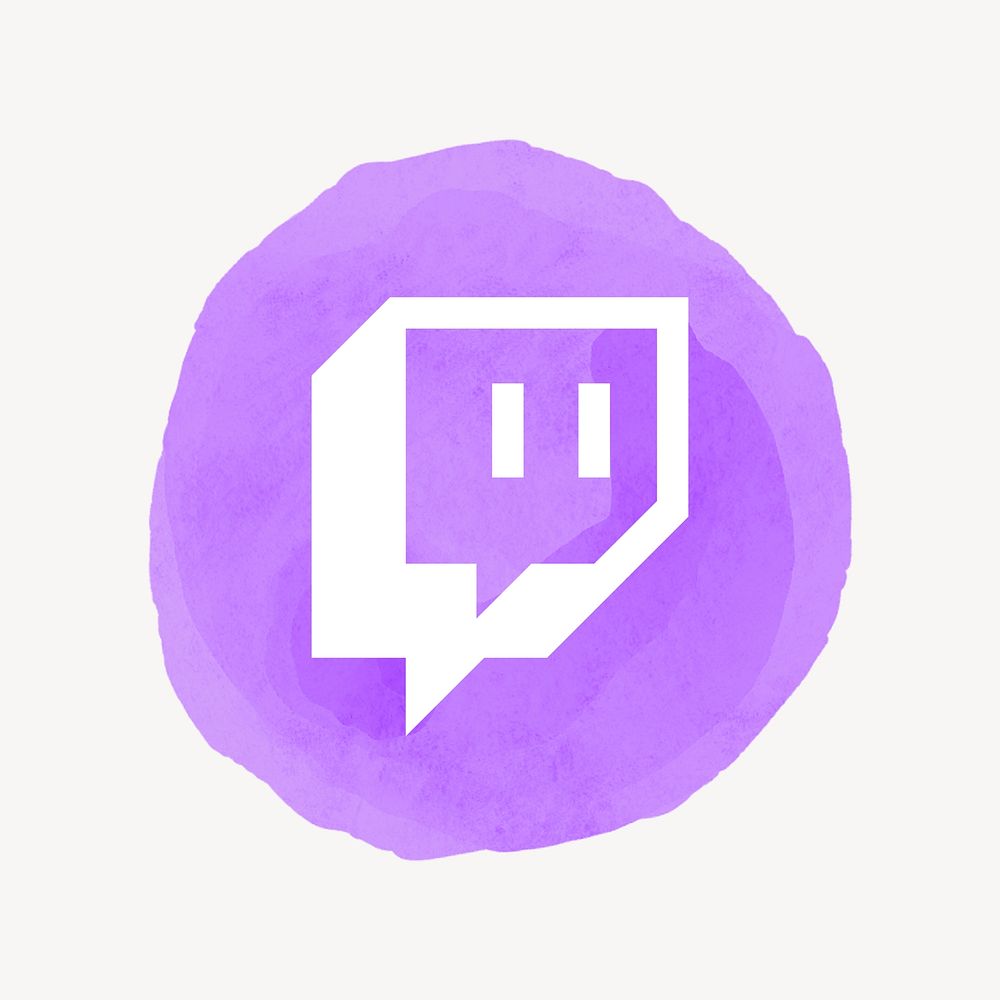 Twitch icon psd for social media in watercolor design. 21 JULY 2021 - BANGKOK, THAILAND