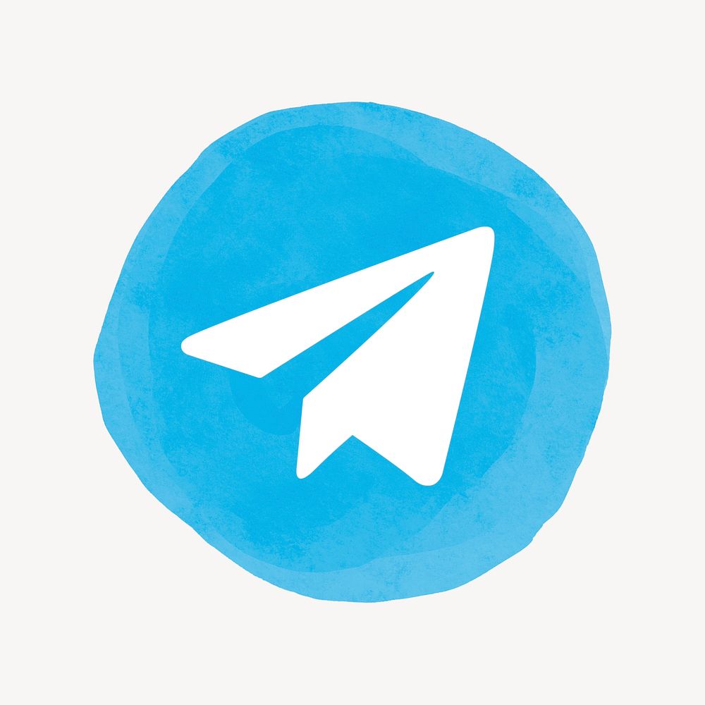 Telegram logo psd in watercolor design. Social media icon. 21 JULY 2021 - BANGKOK, THAILAND