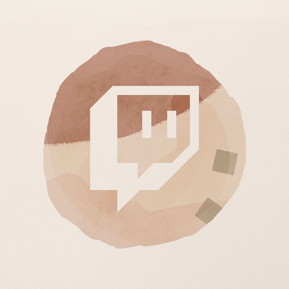 Twitch icon png for social media in watercolor design. 2 AUGUST 2021 - BANGKOK, THAILAND