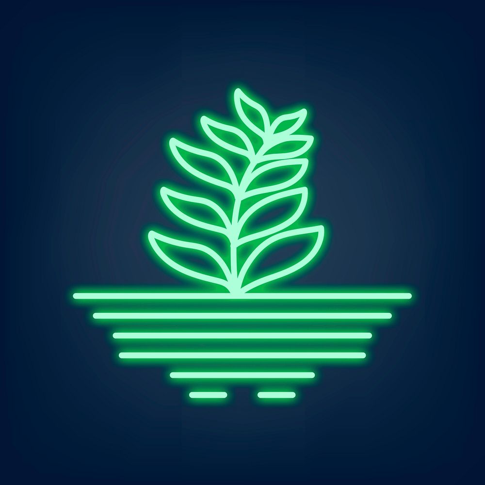 Neon sign psd plant icon illustration