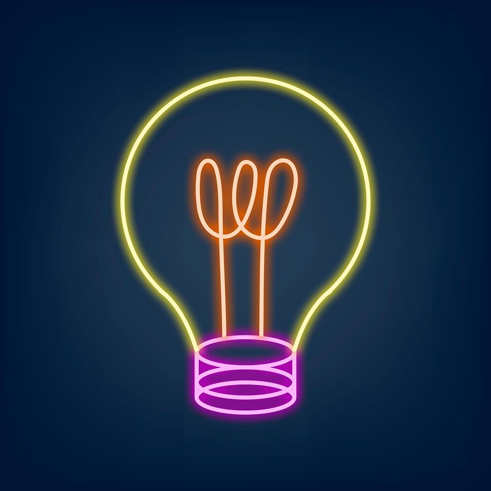 Neon sign light bulb icon illustration psd