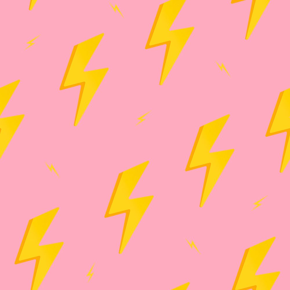 Pink seamless pattern background, lightning bolt illustration vector