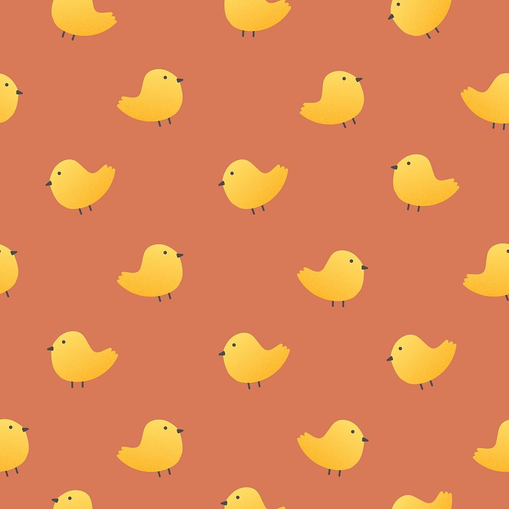 Seamless animal pattern background, cute little bird vector illustration