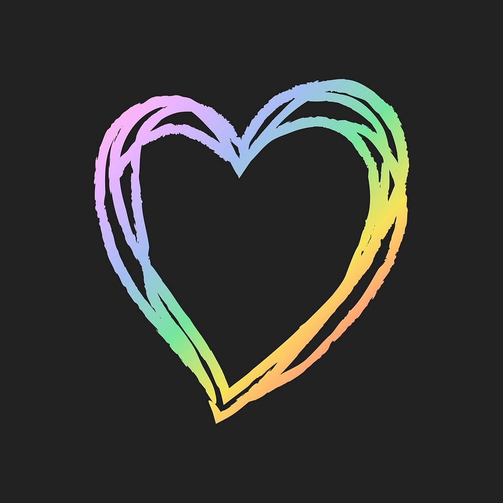 Heart icon psd, cute holographic rainbow illustration