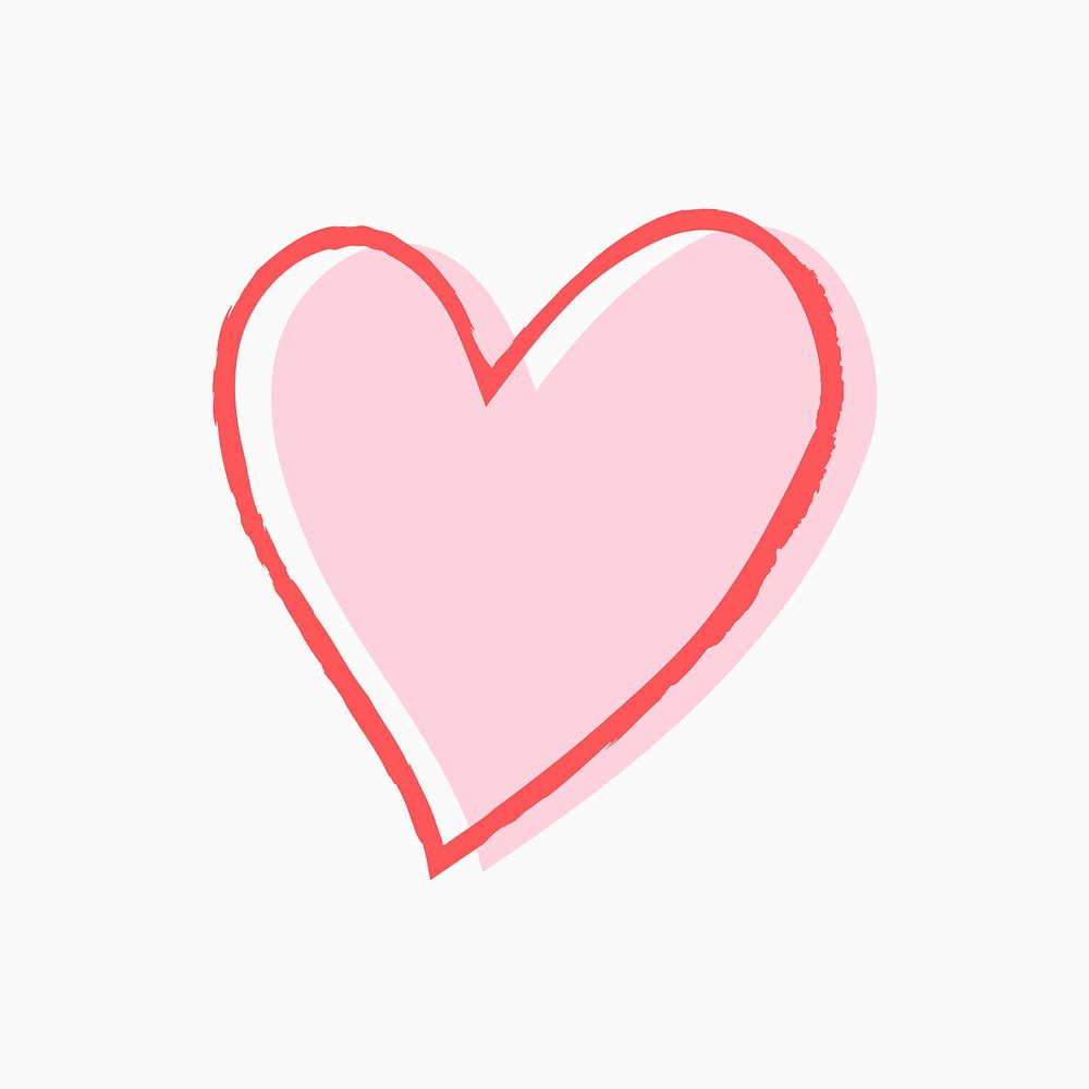 Valentines heart psd doodle, pink illustration