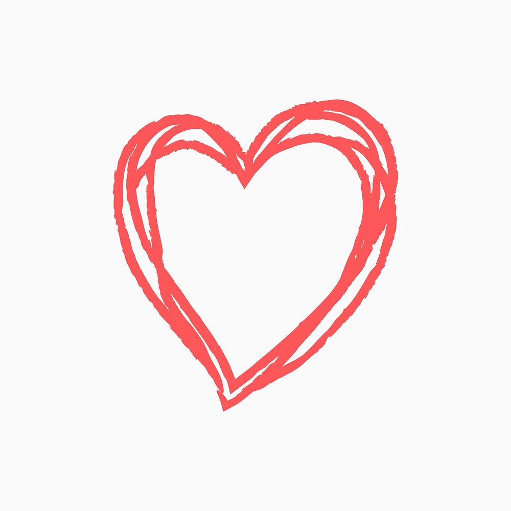 Heart psd icon, Valentine's day illustration in doodle style