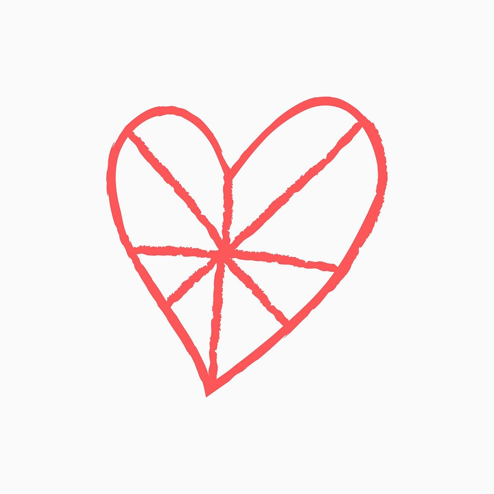 Heart psd icon, Valentine's day illustration in doodle style