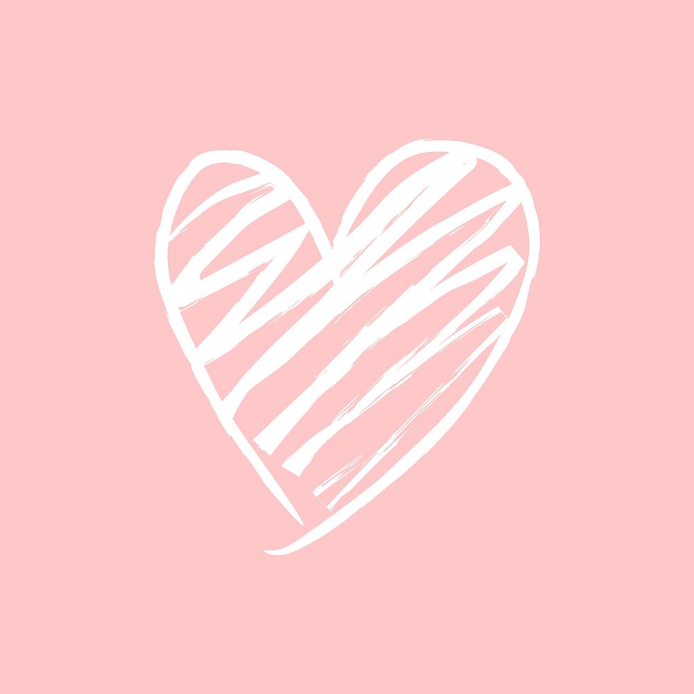 Heart doodle icon psd, pink scribble illustration