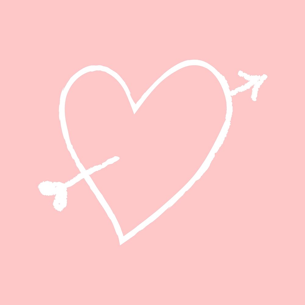 Heart icon psd, cupid arrow doodle illustration
