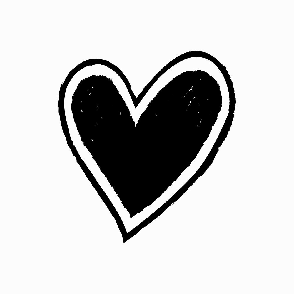 Heart psd icon, hand-drawn doodle style graphic