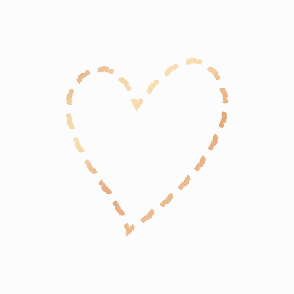 Gold heart psd icon, illustration in doodle style