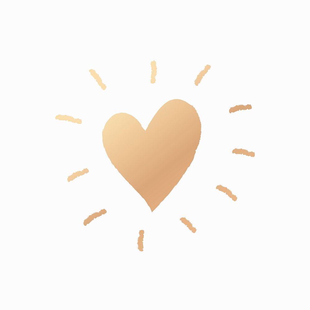 Gold psd heart icon, illustration in doodle style