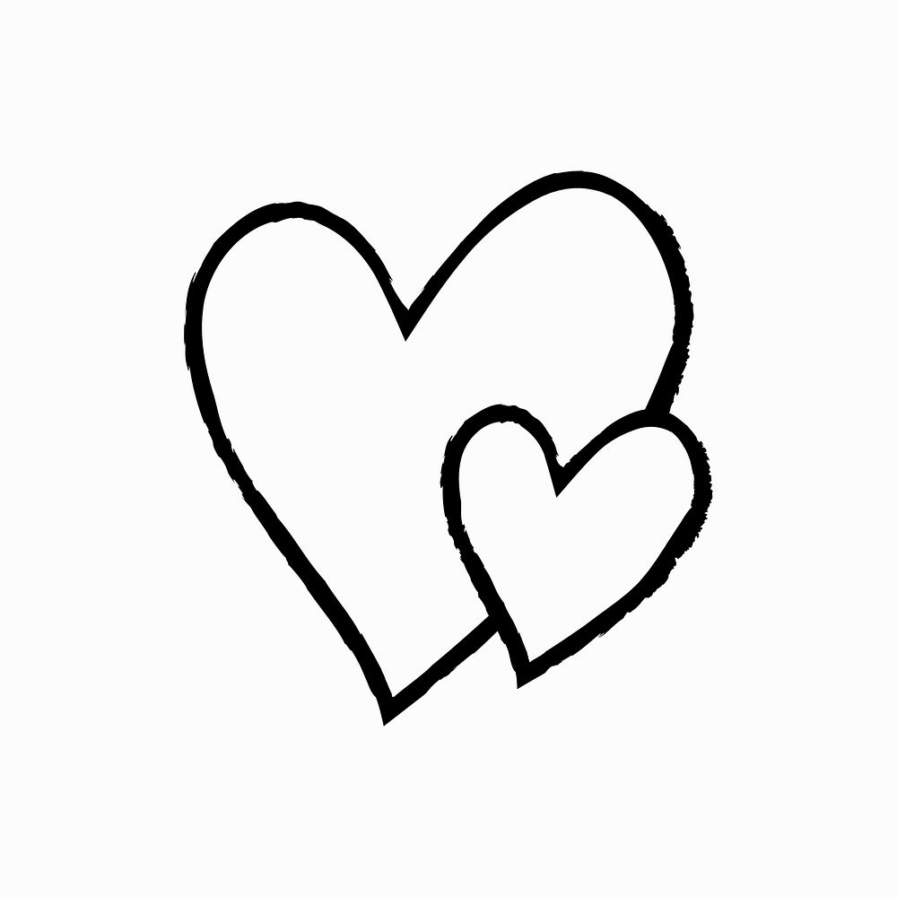 Heart psd icon, hand-drawn doodle style graphic