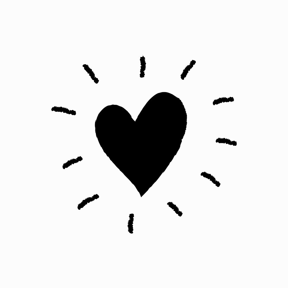 Heart doodle psd, simple illustration icon graphic