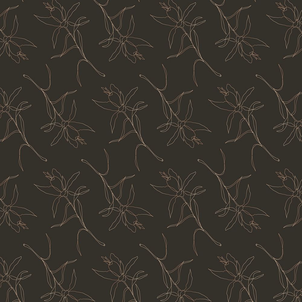 Seamless flower pattern background vector on black background