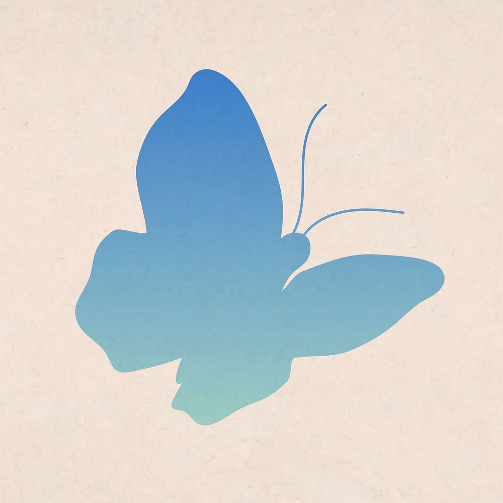 Aesthetic butterfly sticker, blue gradient flat psd design