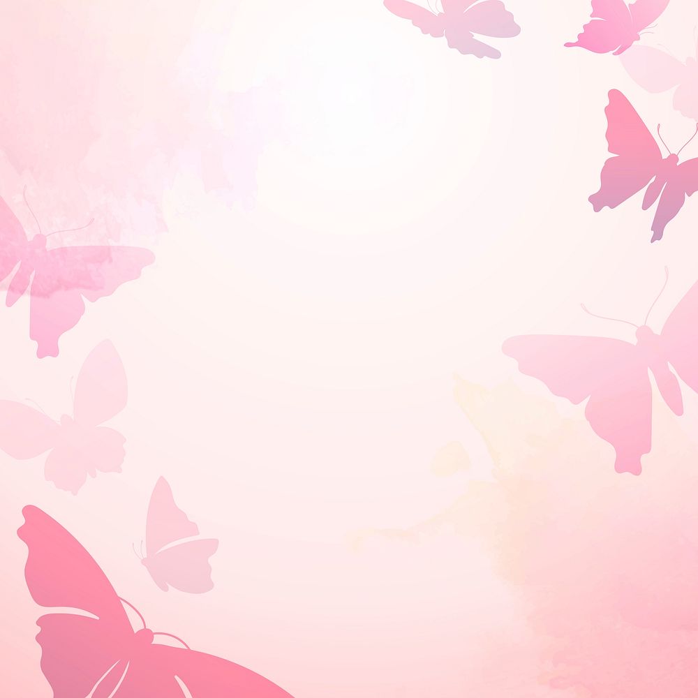 Pink butterfly frame background, watercolor beautiful vector design