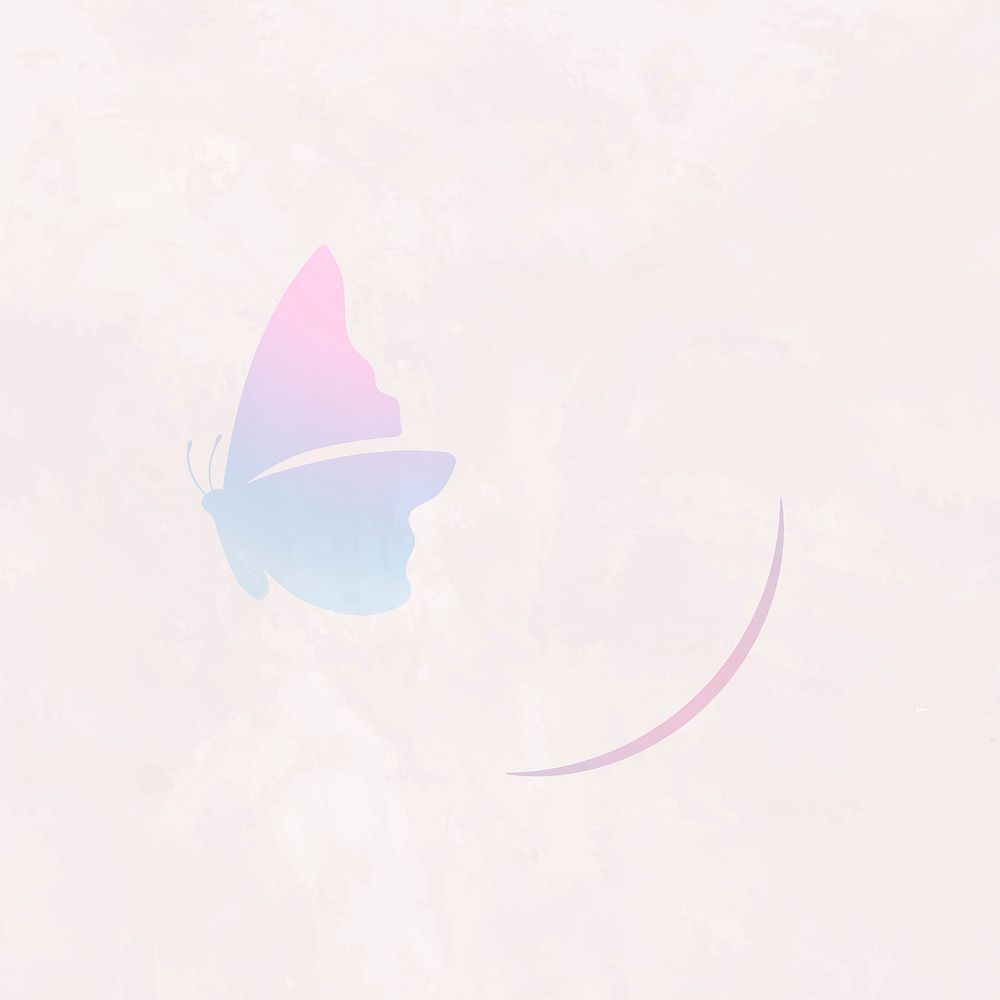 Butterfly logo badge, pink pastel aesthetic psd flat design