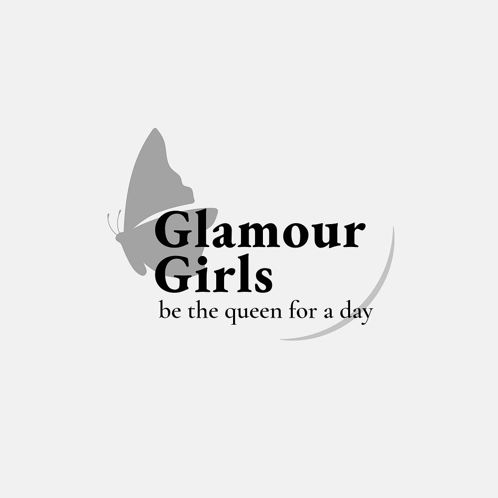 Glamour Girls butterfly logo template, salon business, creative design psd with slogan