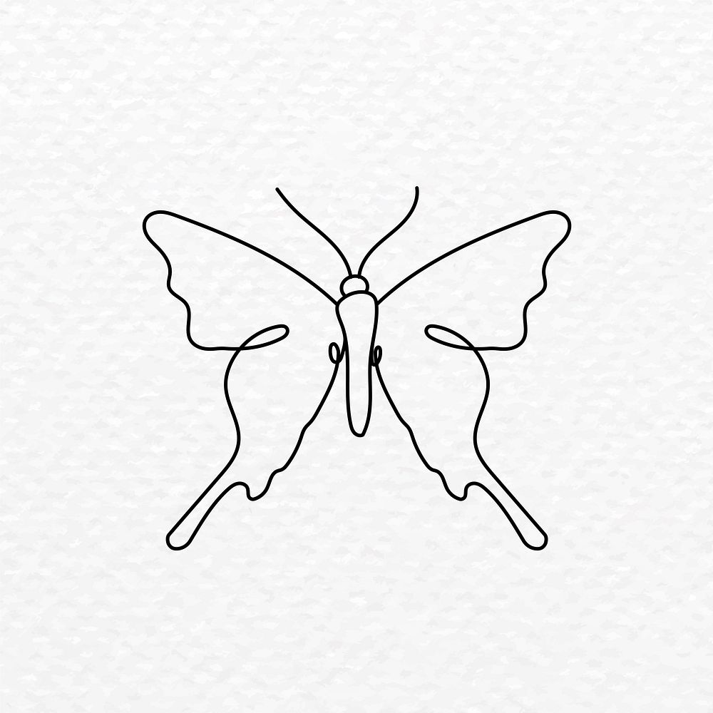 Black butterfly logo element, creative flat vector flat design