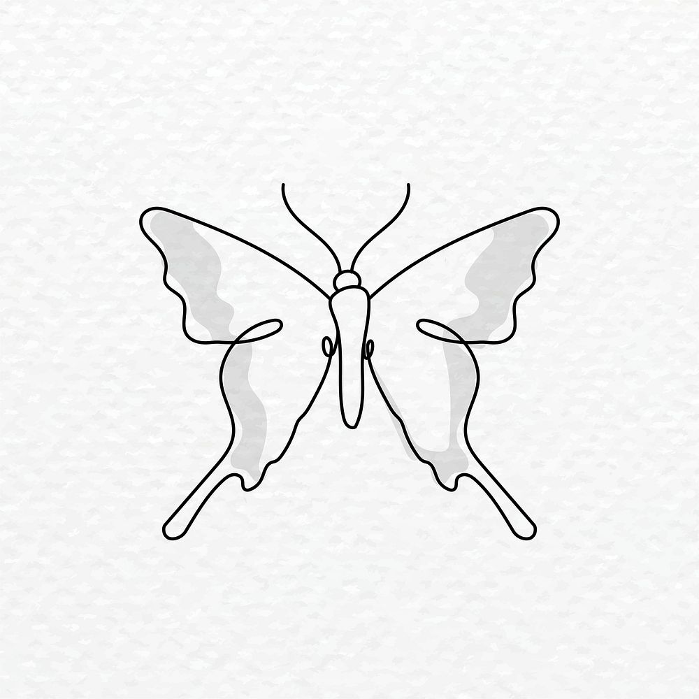 Black butterfly logo element, creative flat psd flat design