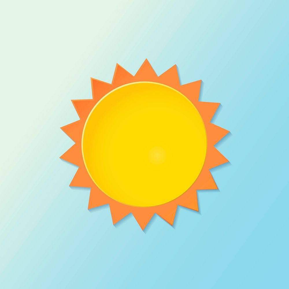 3D sun element, cute weather clipart psd on gradient blue background