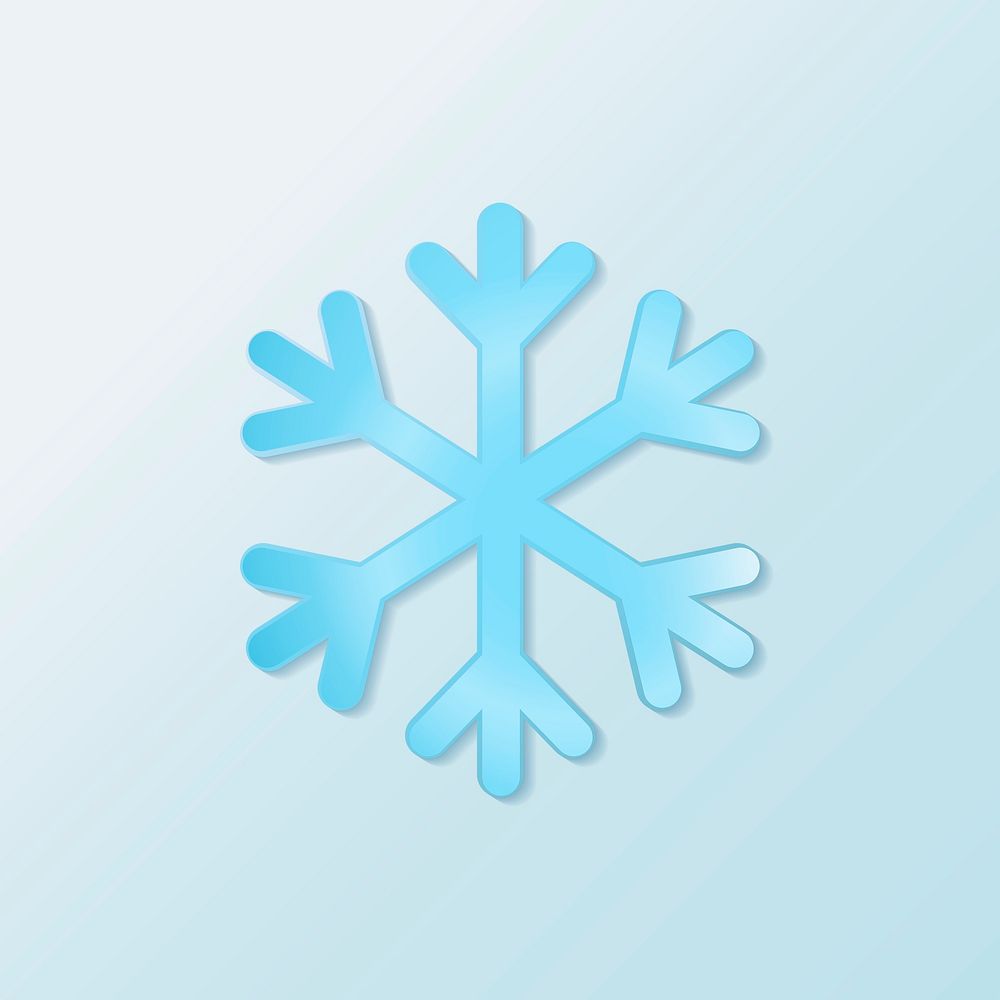 Paper snowflake element, cute weather clipart psd on blue background