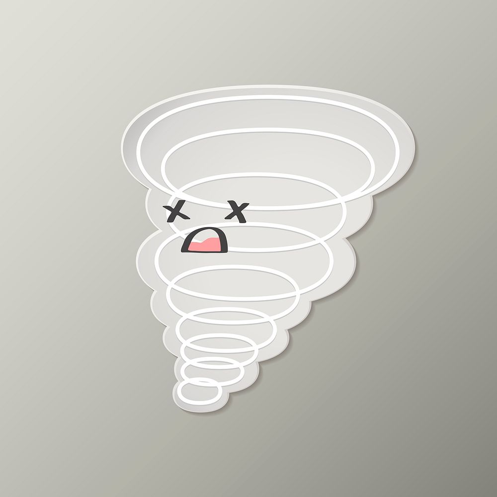 Cute tornado element, cute weather clipart psd on grey background