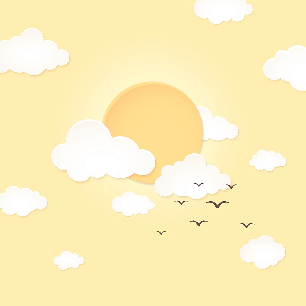 Summer sun background, yellow 3D design vector