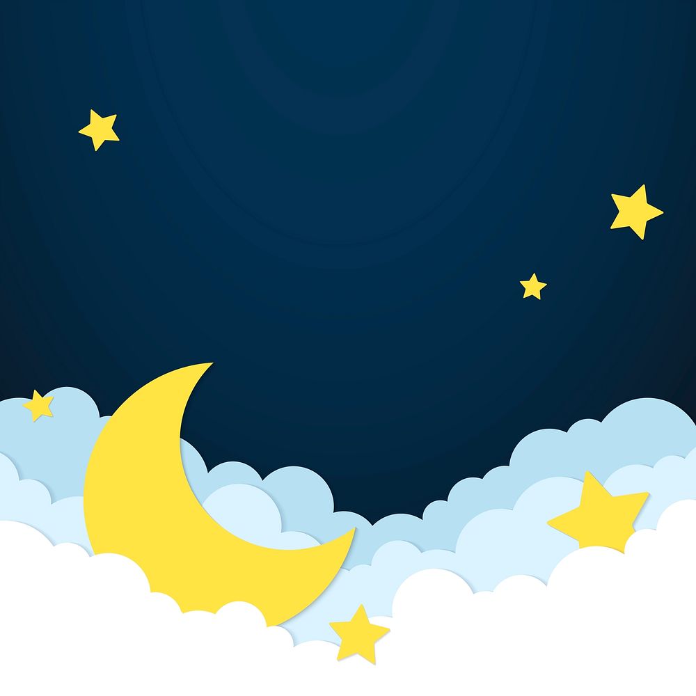 Night sky illustration, 3d design, blue background vector