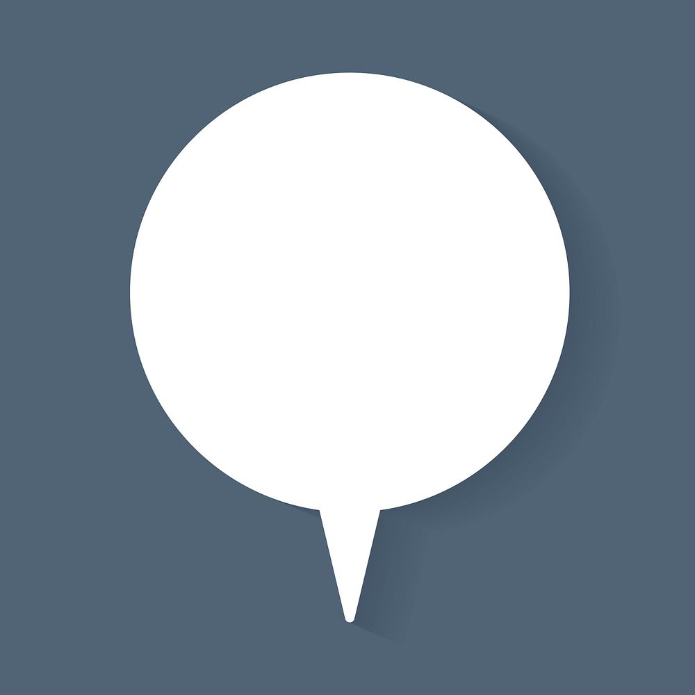 Announcement speech bubble psd icon, white flat design