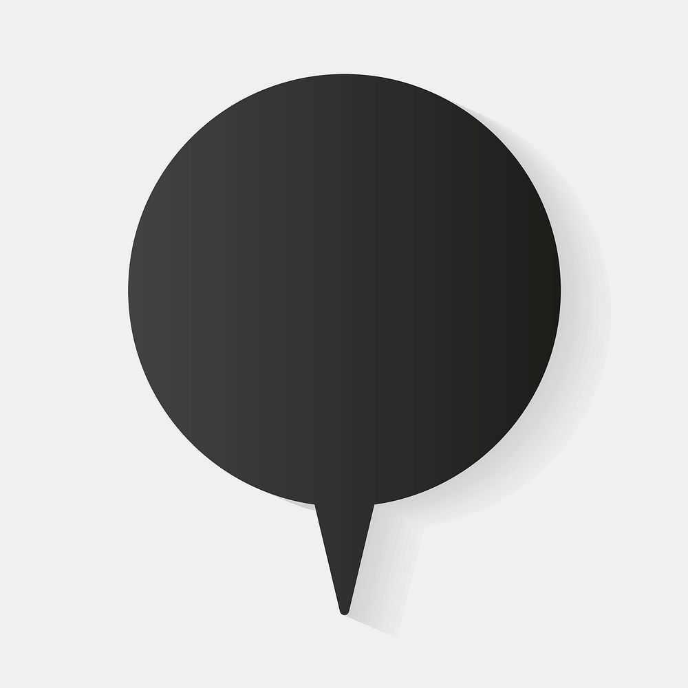 Announcement speech bubble psd icon, black flat design