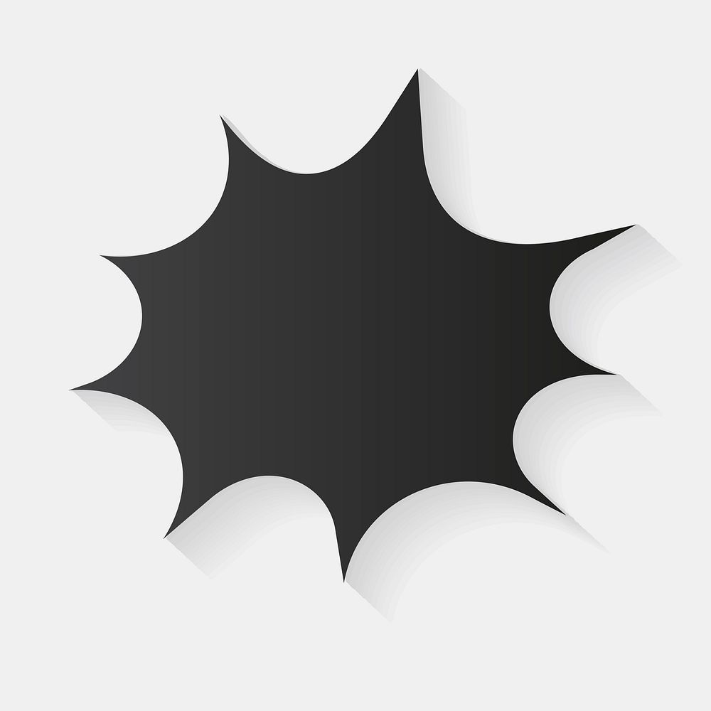 Explosion speech bubble psd icon, black flat design