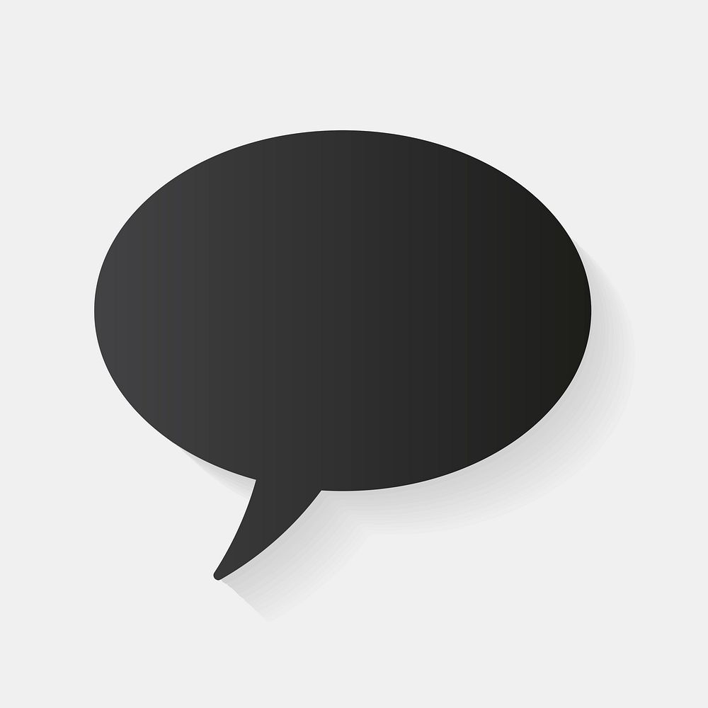 Announcement speech bubble psd icon, black flat design