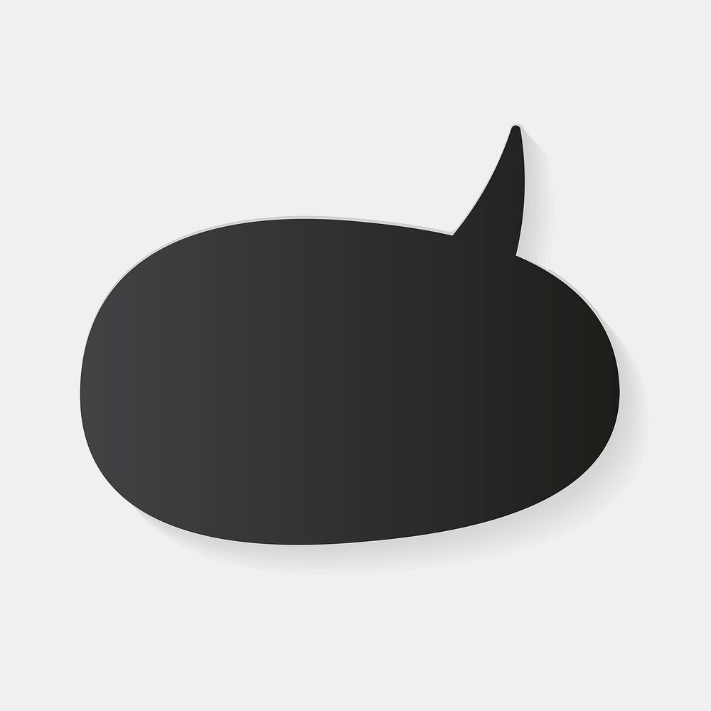 Announcement speech bubble psd icon, black flat design