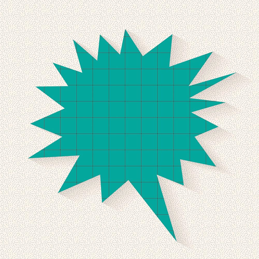 Explosion speech bubble psd design, grid paper pattern style