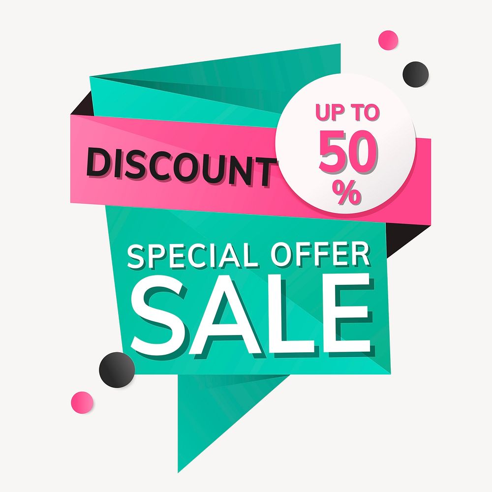 Discount banner sticker, special offer shopping clipart psd