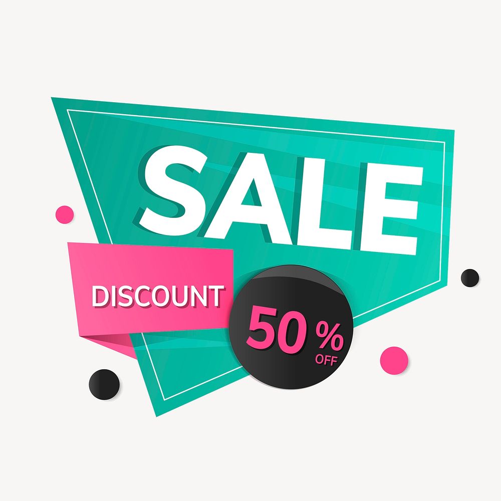 Discount banner sticker, special offer shopping clipart vector