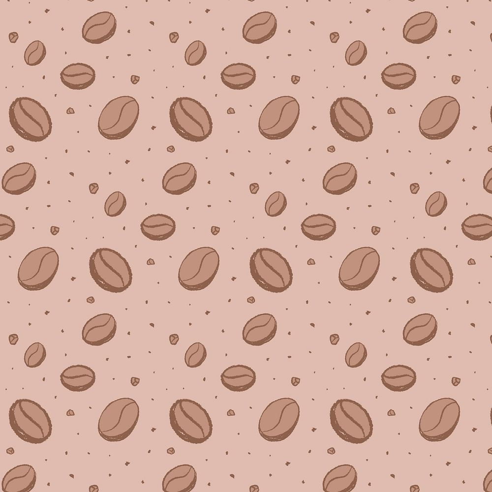 Coffee beans pattern, brown background vector