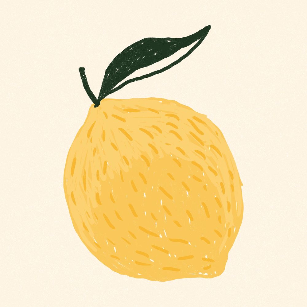 Fruit lemon doodle drawing psd
