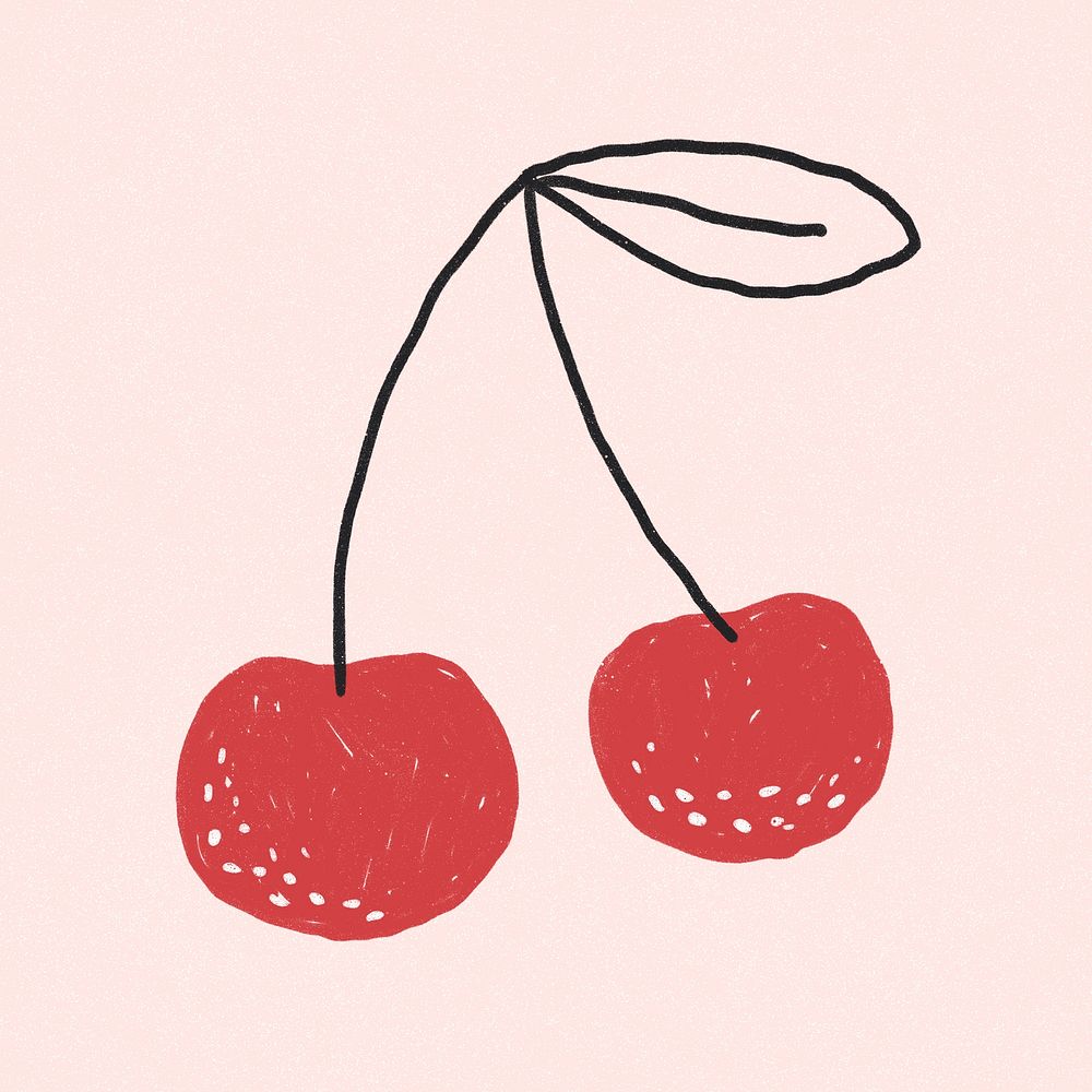 Fruit cherry doodle drawing psd