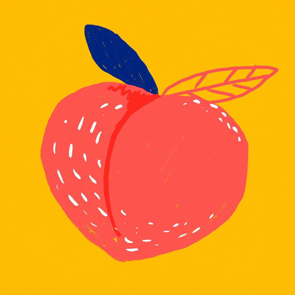 Fruit peach doodle drawing psd