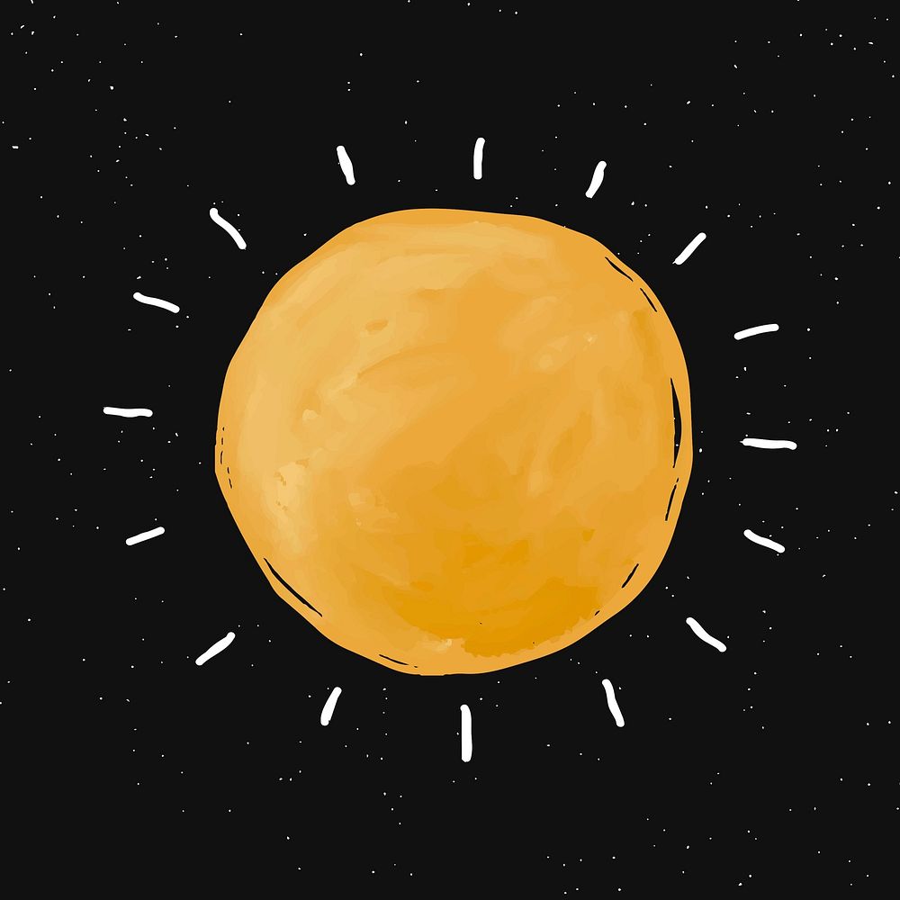 Sun drawing, doodle icon psd, cute galaxy illustration