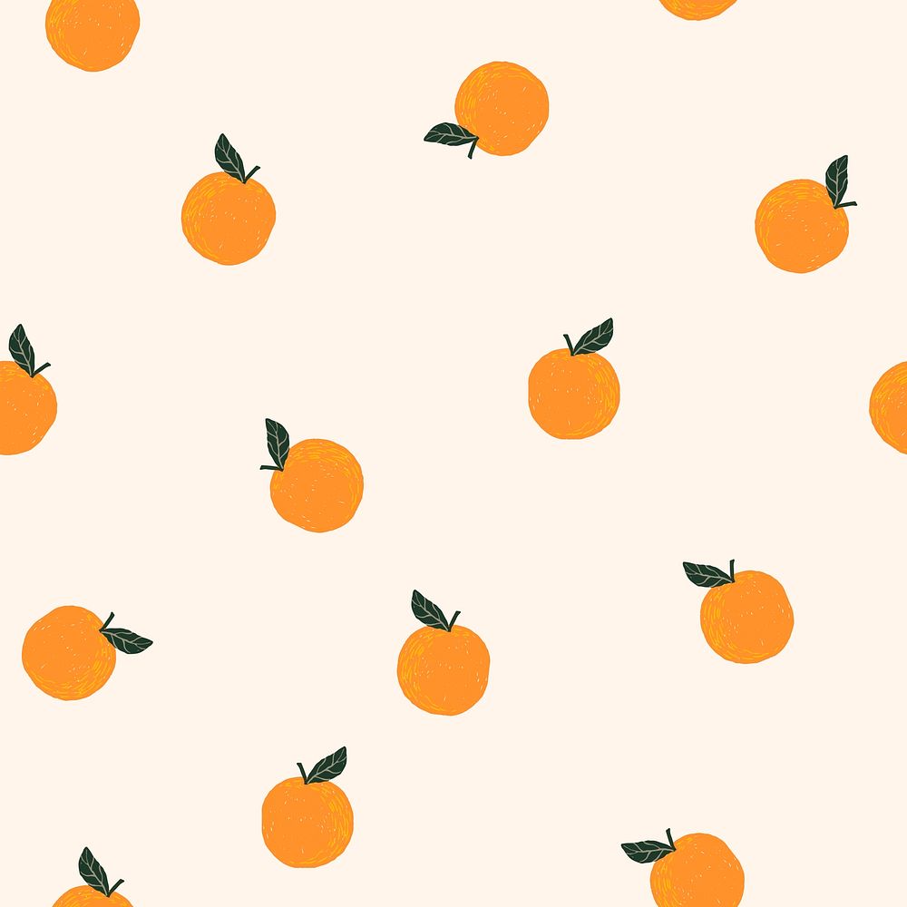 Orange seamless pattern background vector, cute fruit graphic
