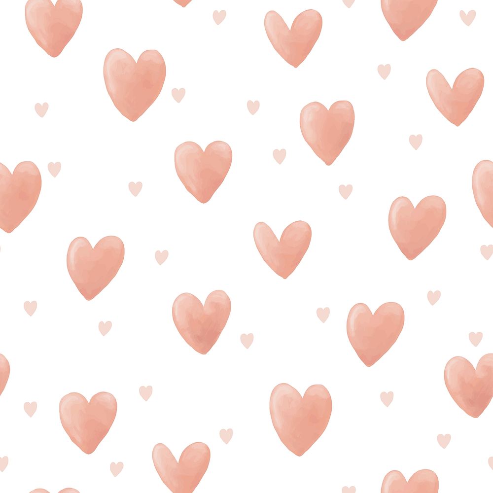 Heart background vector, cute seamless pattern design