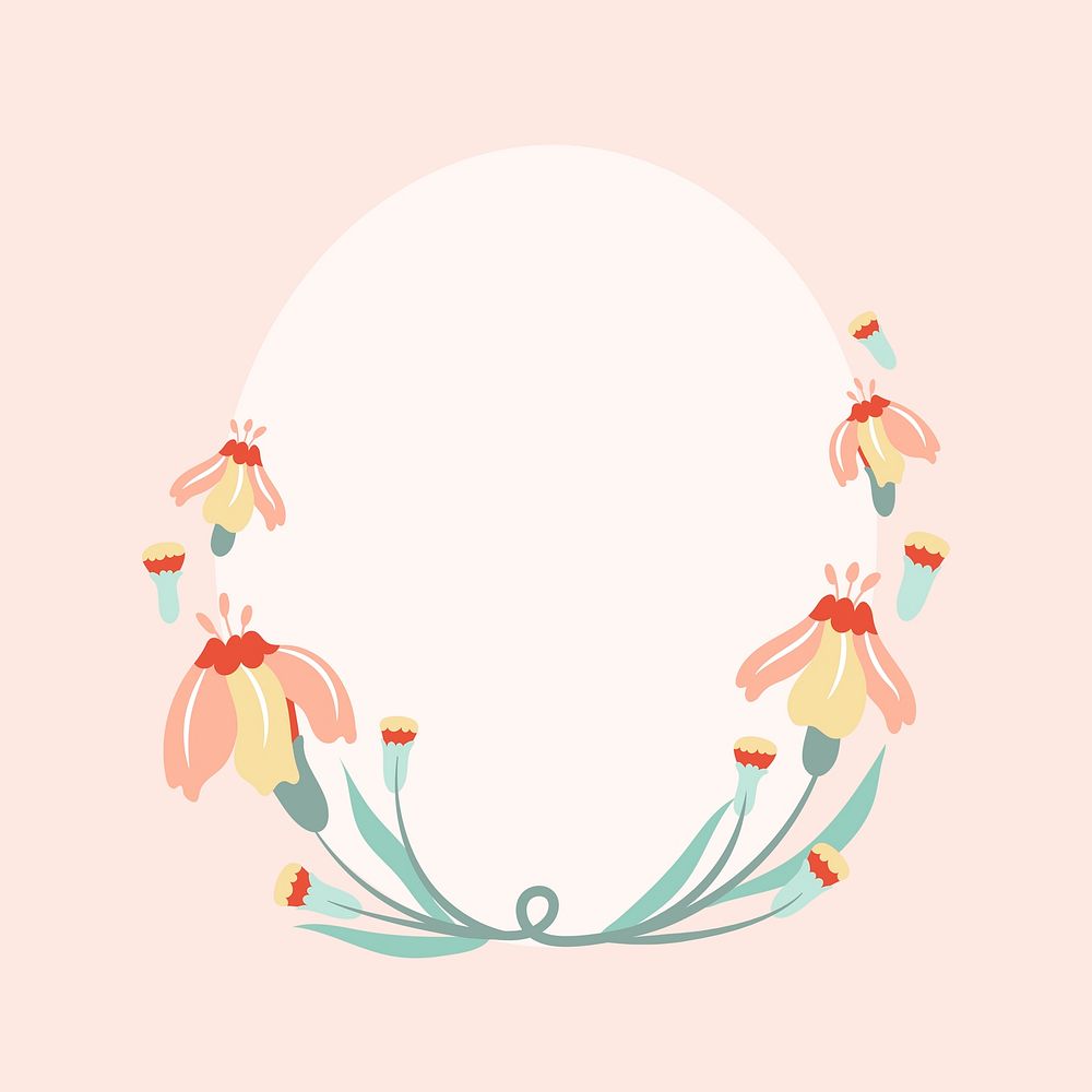 Pastel flower frame, psd, cute illustration