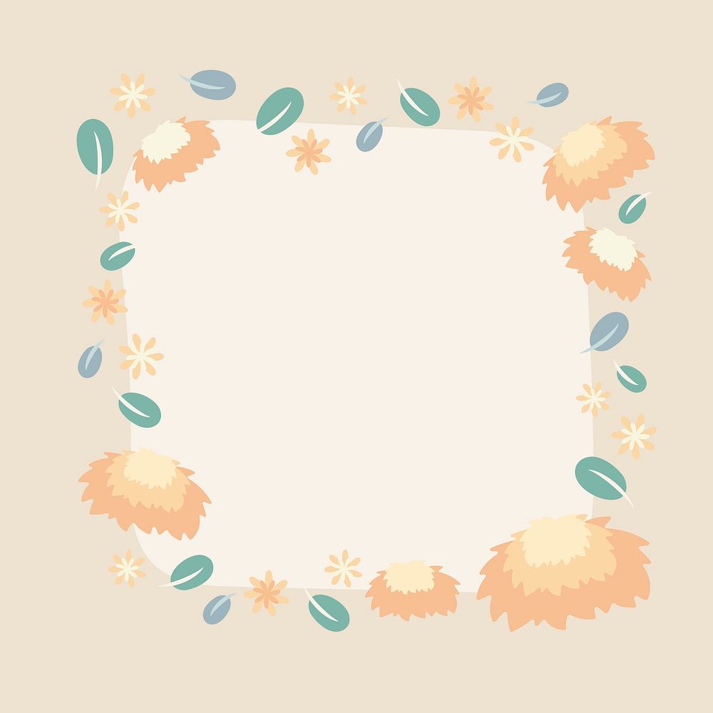 Pastel flower frame, psd, flat design illustration
