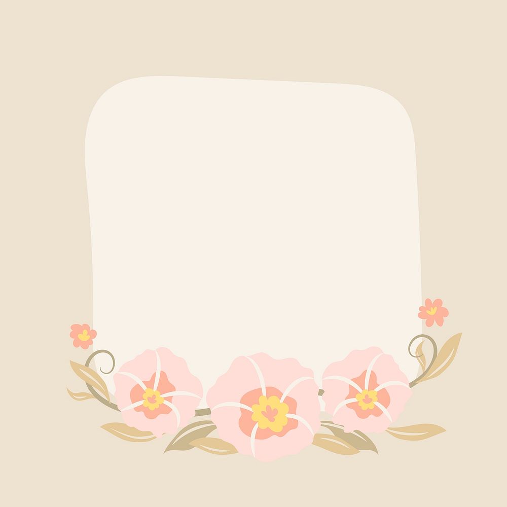 Pink flower frame, psd, flat design illustration