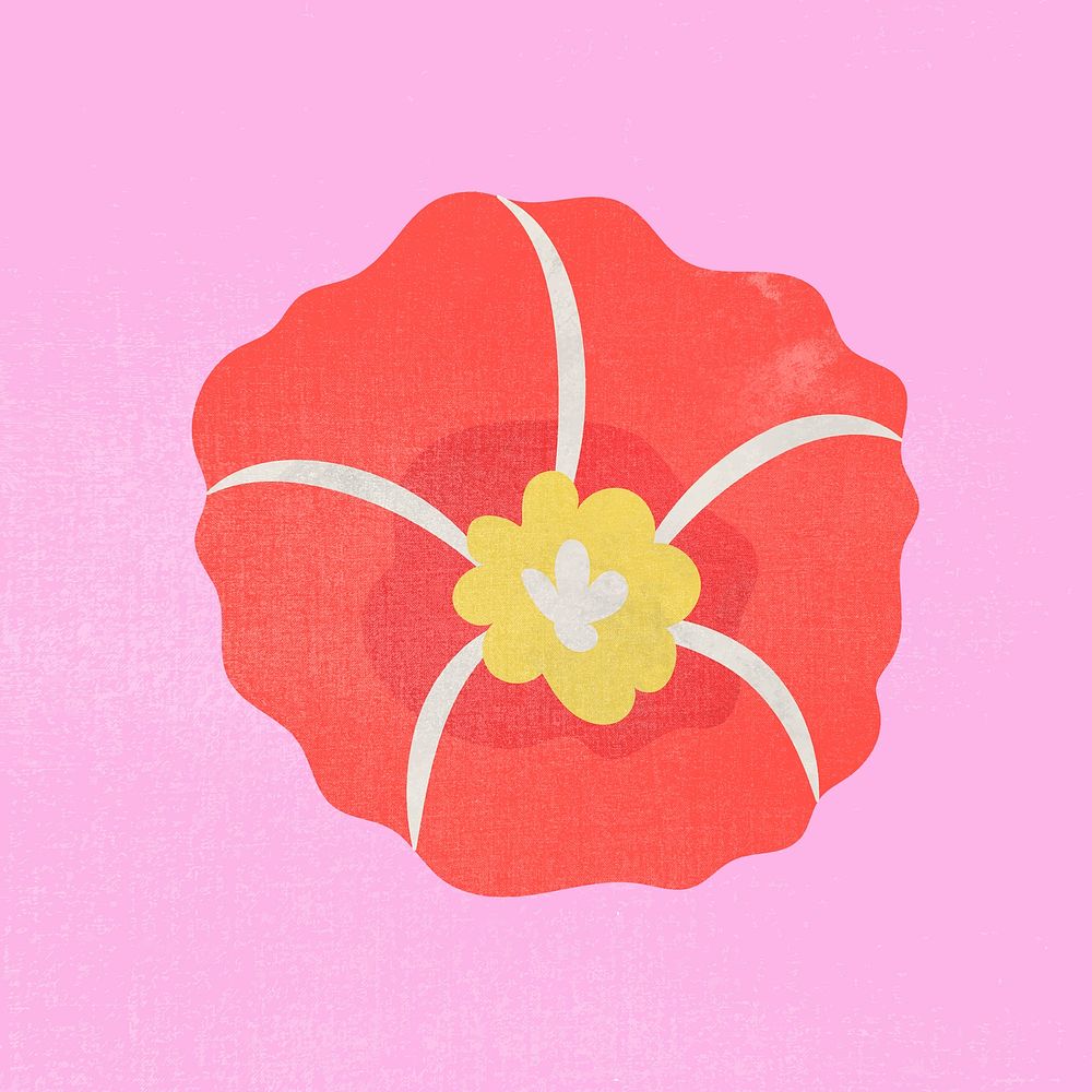 Red flower, spring clipart vector illustration